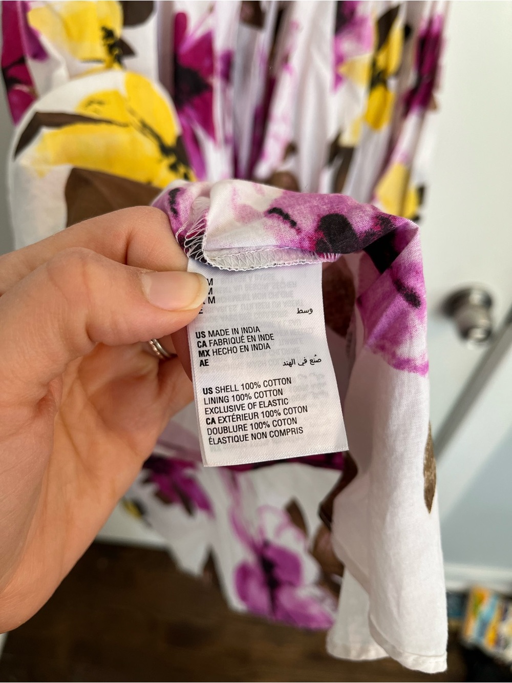 White Floral high neck Maxi Dress full skirt purple Pink & Yellow flowers FLAWS - Picture 5 of 10